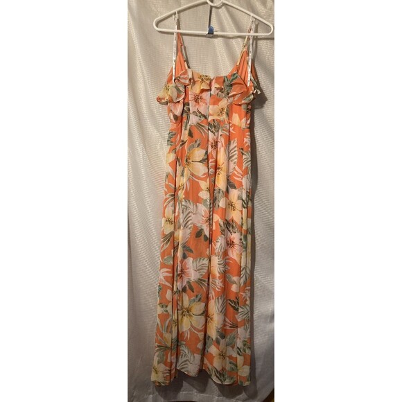 Bar III Women's Orange Yellow Green Dress Floral Ruffle Sleeveless Size XS New - Picture 8 of 12